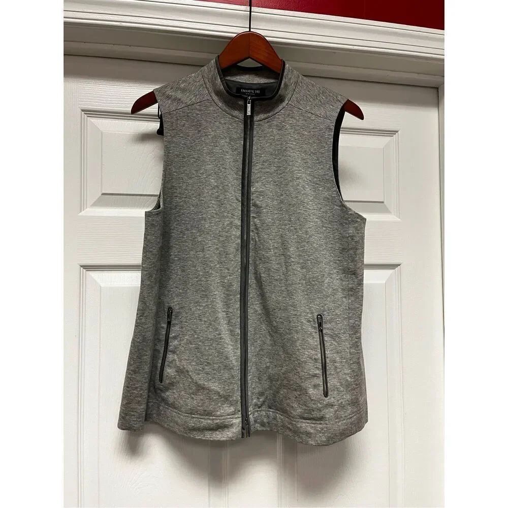 Lafayette 148 Gray Heather Zipper Vest w/ Satin Lining Sz M EUC